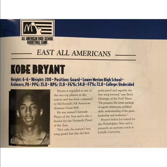 Kobe Bryant 1996 McDonald’s High School Basketball Program Lower Merion - Picture 4 of 12